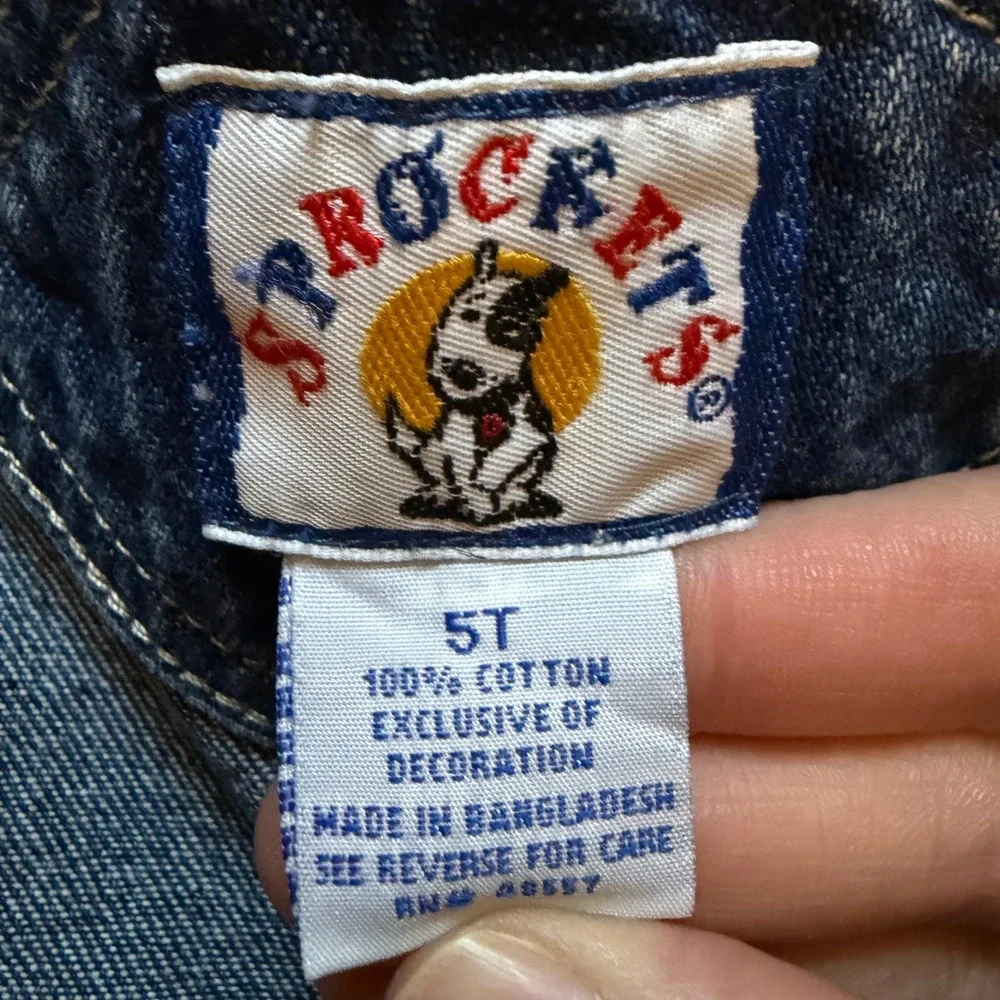 Sprockets Vintage Cargo Kids Convertible Overalls Blue 100% Cotton Denim 5T